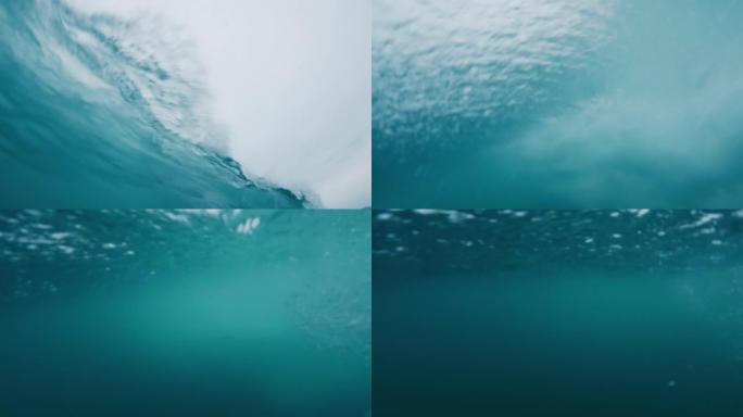 阴暗的海浪滚动和破裂