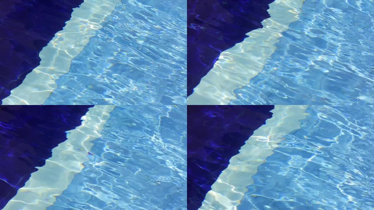 Blue wave pool water and reflection of stripes. HD