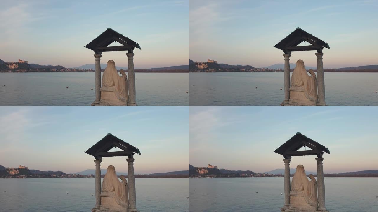 在意大利阿罗纳保护水手的麦当娜雕像。静态拍摄