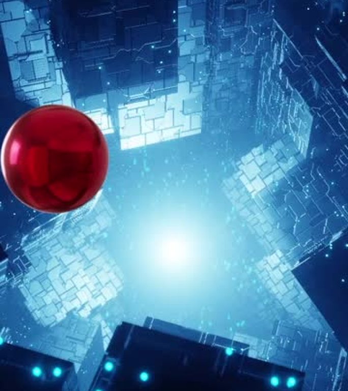干净的未来派外星人科幻幻想机库隧道走廊的垂直视频动画-3d渲染