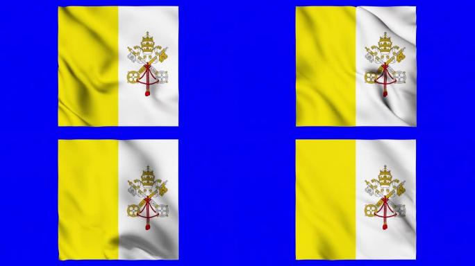 梵蒂冈挥舞的旗帜被阿尔法通道隔离 (透明背景)。高度详细的织物纹理。全4k分辨率的无缝循环。梵蒂冈城