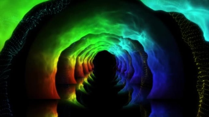 发光二极管鲜艳彩色隧道超宽屏幕抽象背景