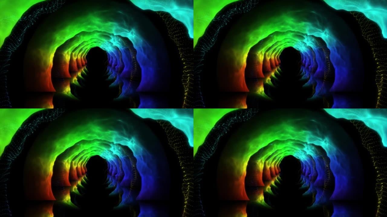发光二极管鲜艳彩色隧道超宽屏幕抽象背景
