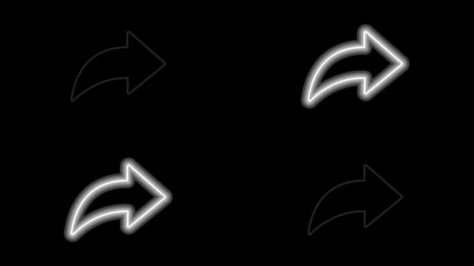黑色背景上的动画白色箭头隔离。