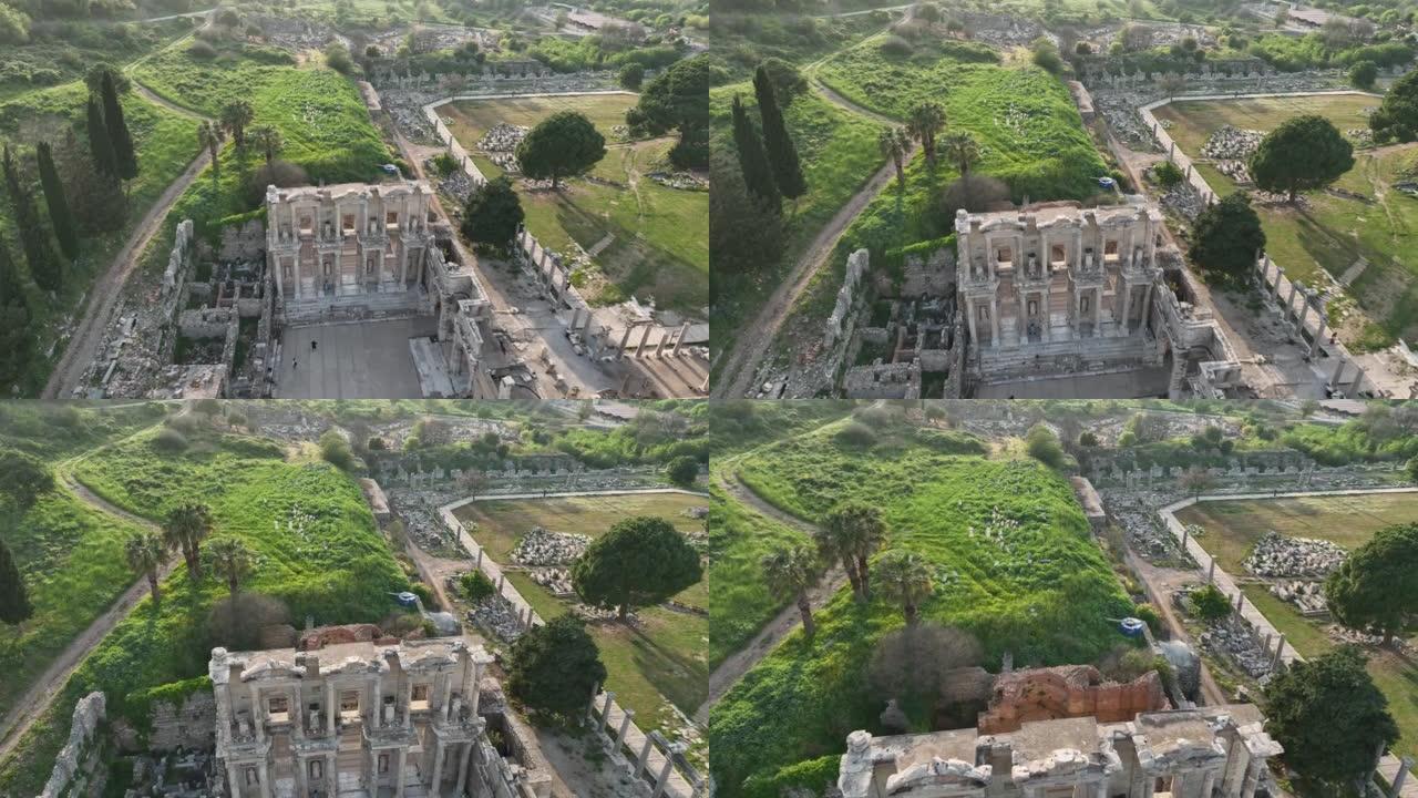 以弗所古城无人机视频，塞尔库克伊兹密尔土耳其