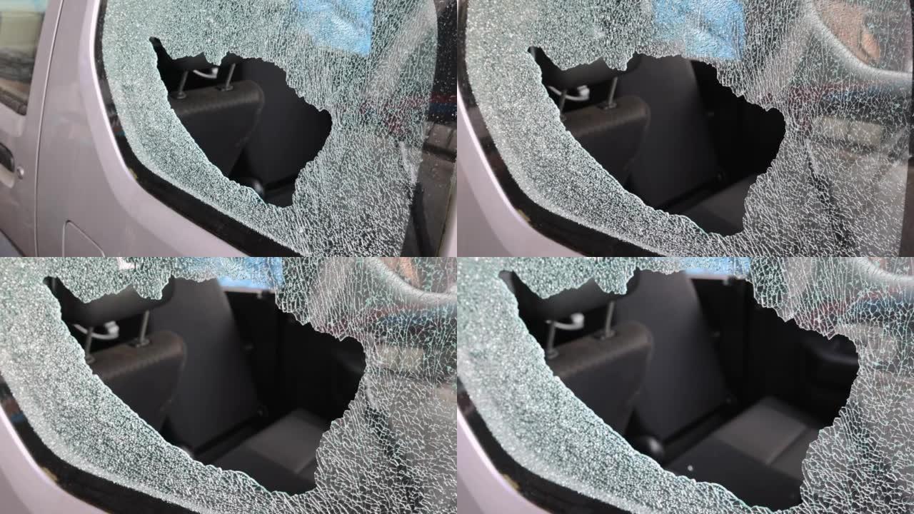 破损的侧窗车