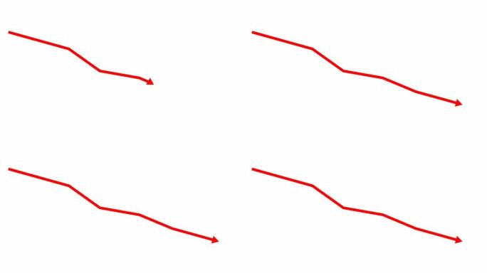 动画红色箭头。经济衰退图表。经济危机，衰退，下降图。利润下降。矢量插图孤立在白色背景上。