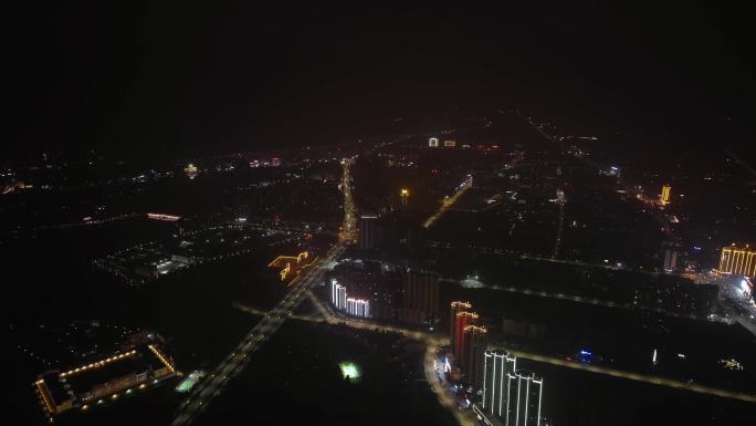 湖北荆门市沙洋县夜景4K航拍