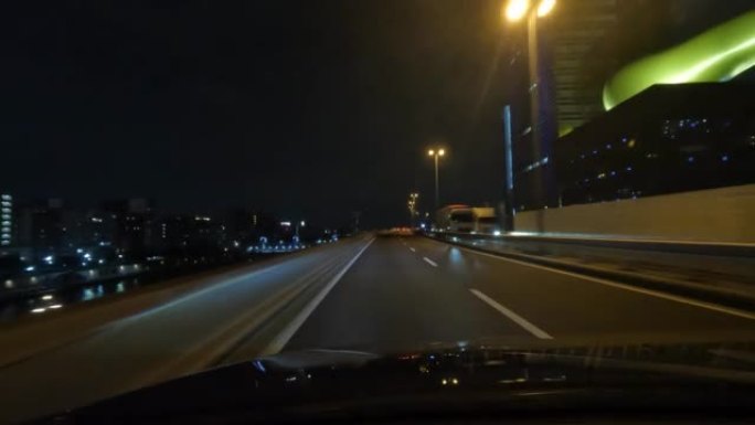 东京都会高速公路汽车驾驶夜景日本shutoko高速公路