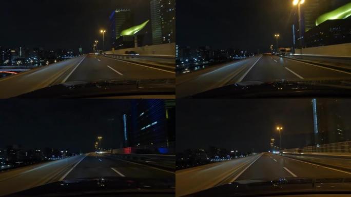 东京都会高速公路汽车驾驶夜景日本shutoko高速公路