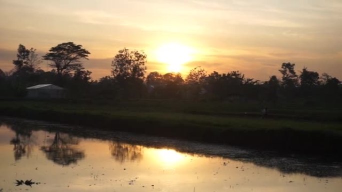 Reflection of sunset in the water. Lovely weather.