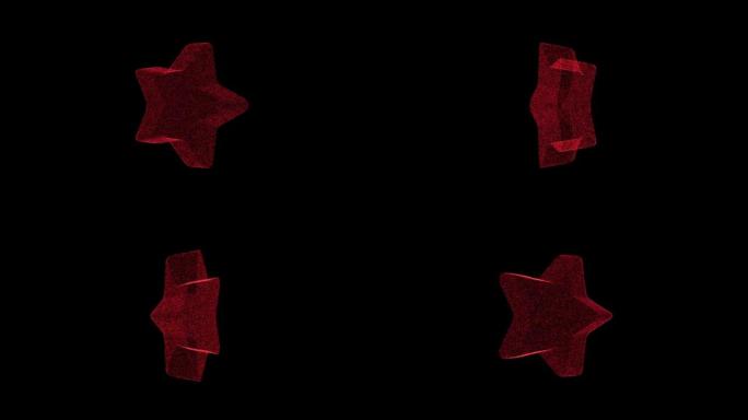 3D星在黑色背景上旋转。由红色闪烁粒子组成的物体60 FPS。科学概念。标题、演示文稿的抽象bg。屏