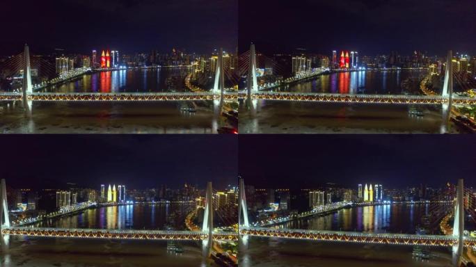 重庆天际线和长江夜间全景