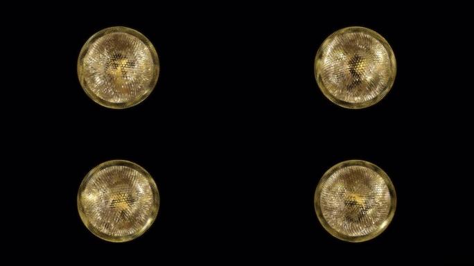 黑暗空间中金色球体的3D动画