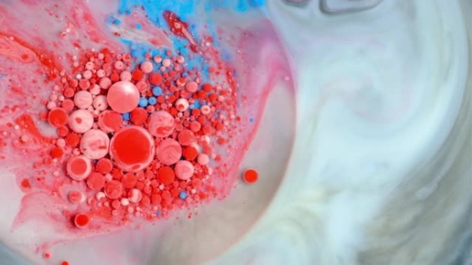 彩色油漆和气泡抽象背景4k视频