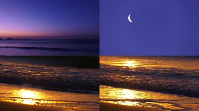 海边海浪月亮