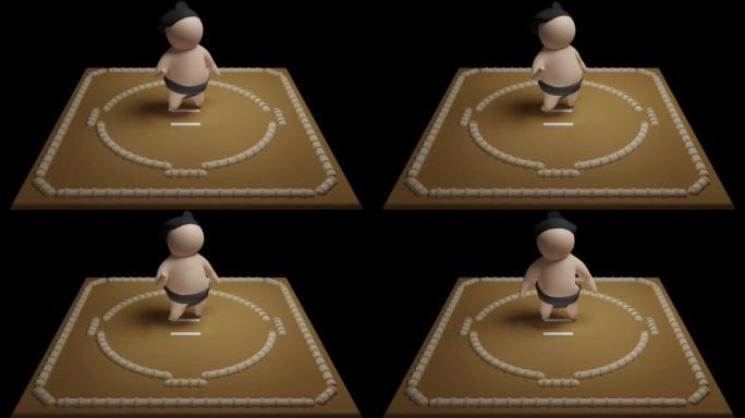 相扑选手挑衅骑在同一圈上的动画视频