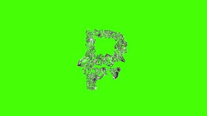 绿色屏幕上最好的钻石水晶字体卢布标志，孤立循环视频