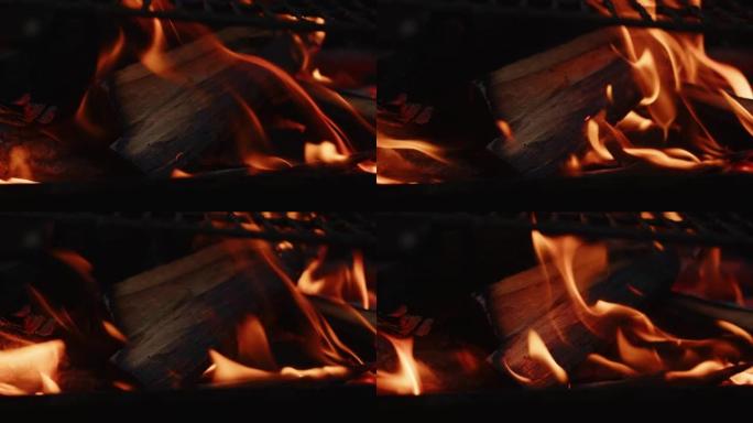 烧烤木头和煤火像地狱