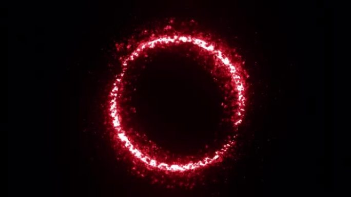 带有粒子的红色圆圈的循环动画。投掷粒子的红色圆圈的3d动画