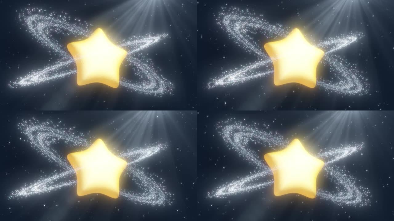 外太空美丽环的恒星行星闪烁亮光-4k无缝VJ循环运动背景动画