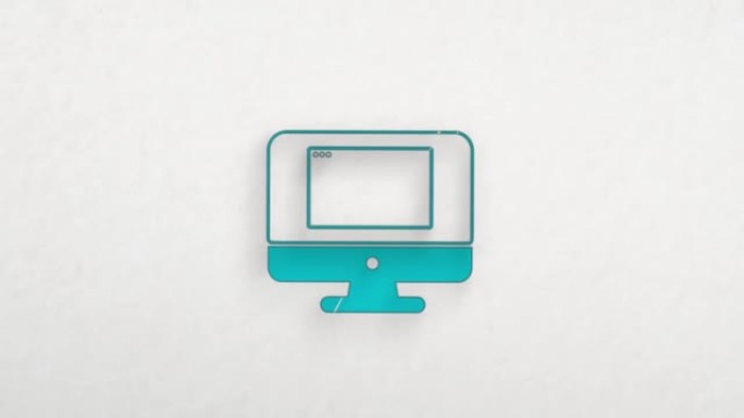 电脑屏幕带有浏览器窗口图标，具有彩色绘图效果。涂鸦动画。4K