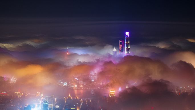 上海陆家嘴外滩地标宣传片平流夜景