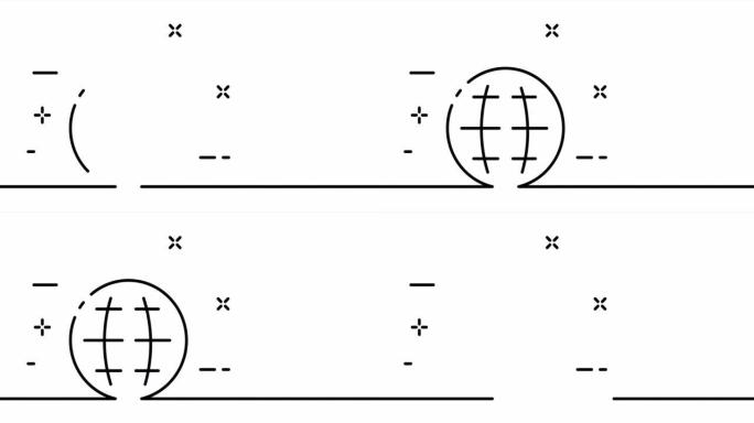 一张线条图，实线互联网。一线画动画全球连接，联系我们和网络。通信标志动画。视频4K