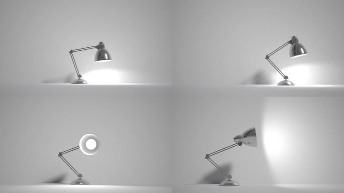 3D发光二极管灯跳跃并点亮。角色是一盏活灯。简约的白色单色背景。光游戏的动画。电力工业