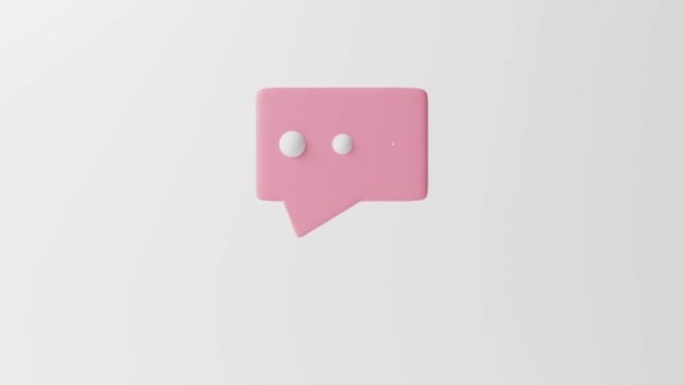 孤立白色背景上的3D最小粉色聊天气泡。社交媒体消息的概念。3d渲染插图最小空白聊天框标志。聊天在粉彩