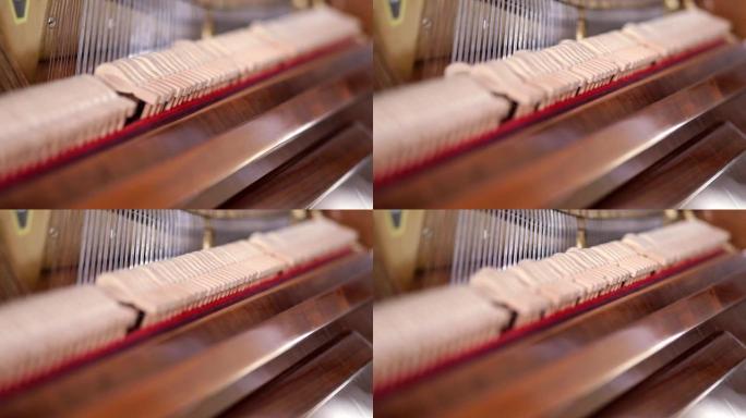 演奏过程中打开的钢琴的移动细节