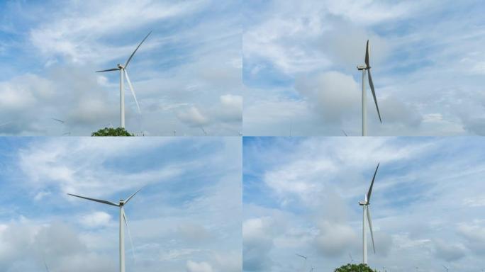 风电场、风力发电、可持续能源的延时拍摄