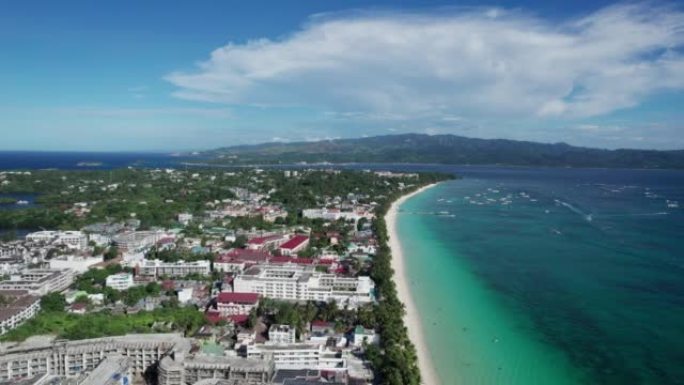 展示海滨别墅和度假村的岛屿长滩岛菲律宾西部米沙ya航空拍摄