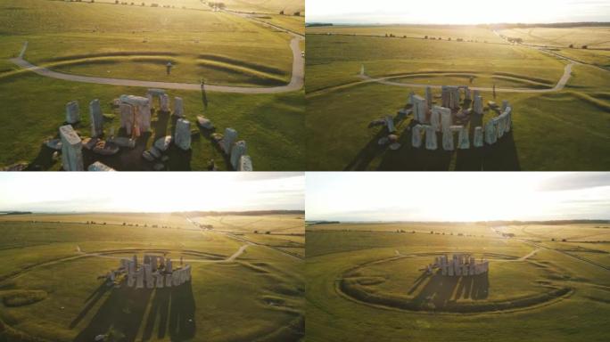 威尔郡巨石阵。2022年6月。英国。联合国教科文组织历史遗址的空中拍摄