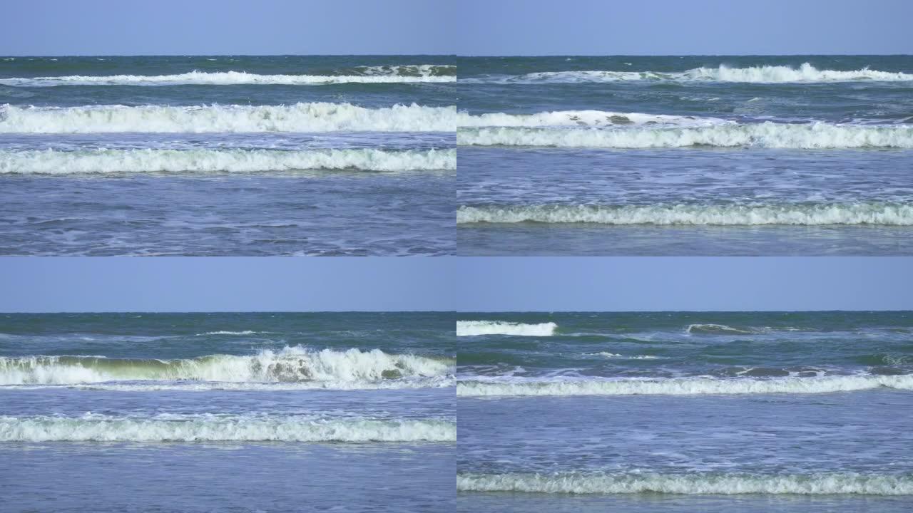 海浪冲击海滩海洋大海海面奔腾波涛波浪浪花