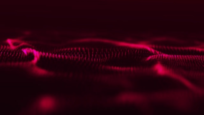 抽象暗底红波粒子带光效数字技术连接创新概念股票视频