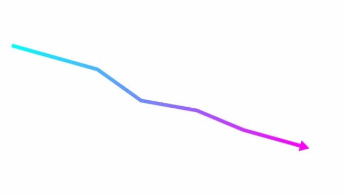 动画蓝粉色箭头。经济衰退图表。经济危机，衰退，下降图。利润下降。矢量插图孤立在白色背景上。