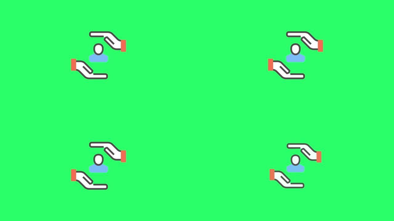 绿色背景上信息图形设计的动画图标。