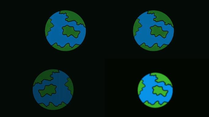 黑色背景上发光动画移动地球的视频插图