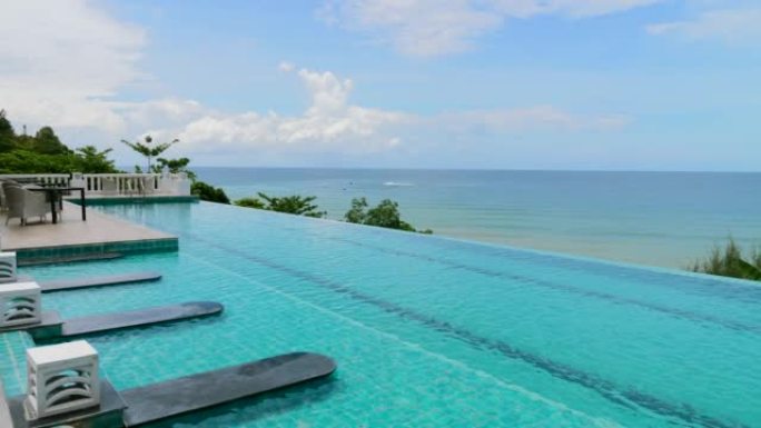 暑假和假期。普吉岛海景无限景观游泳池