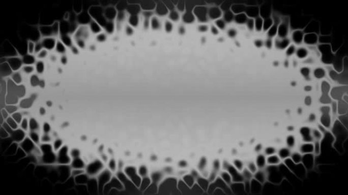 黑色背景上的动画优雅精致浅灰色椭圆形框架。抽象，中间有标题的复制空间。无缝循环视频。