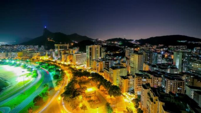 巴西里约热内卢城市夜景国外夜景车水马龙