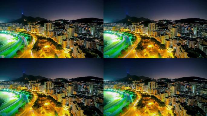 巴西里约热内卢城市夜景国外夜景车水马龙