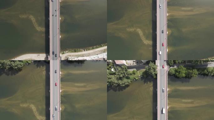 穿越法国奥克西塔尼杜格雷湖的道路的鸟瞰图。