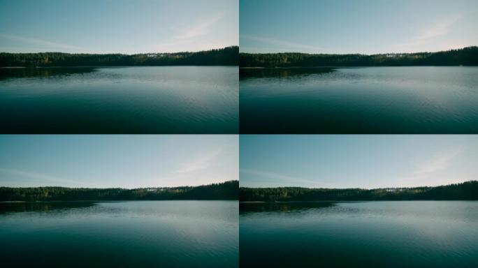 日落时的湖湖水自然风光大山
