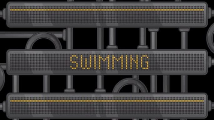 数字发光二极管面板上的文字游泳。