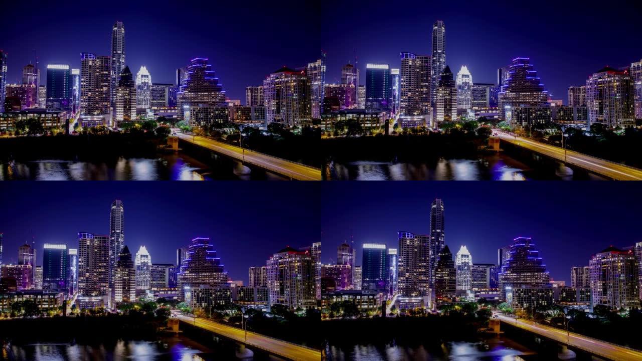 德克萨斯州奥斯汀夜景夜色CBD金融中心