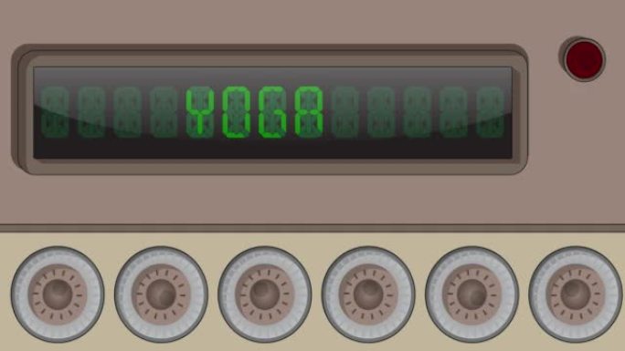 瑜伽。数字发光二极管面板上的文字。