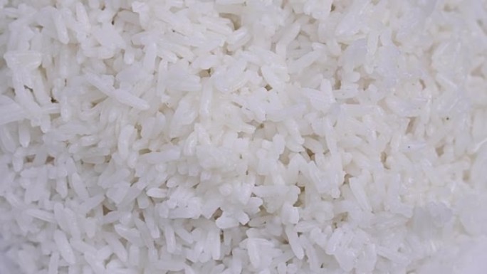 煮熟的白米饭的特写