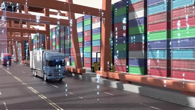 现代化科技感货车商业驾驶人工智能运输